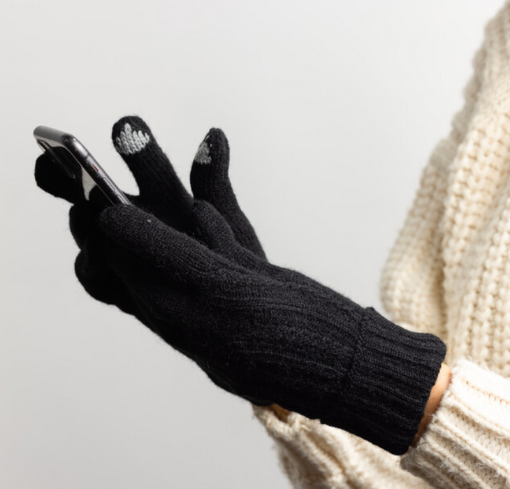 Lined Touch Screen Glove - Black