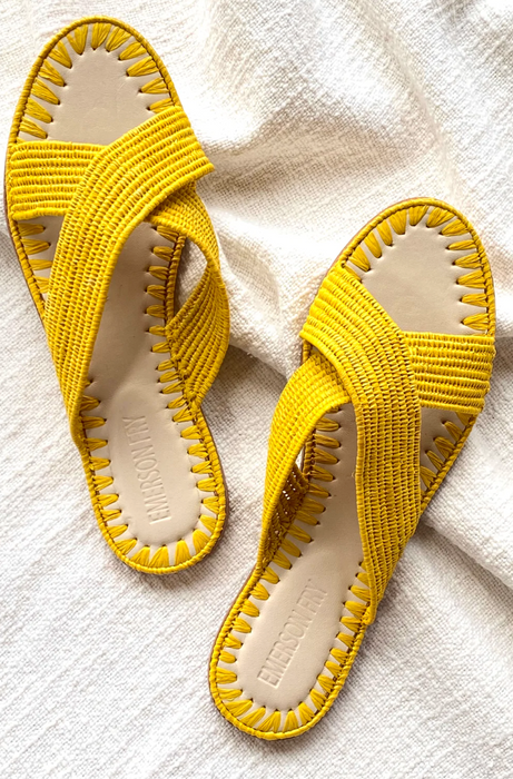 Woven Open Toe Slide - Sun Yellow