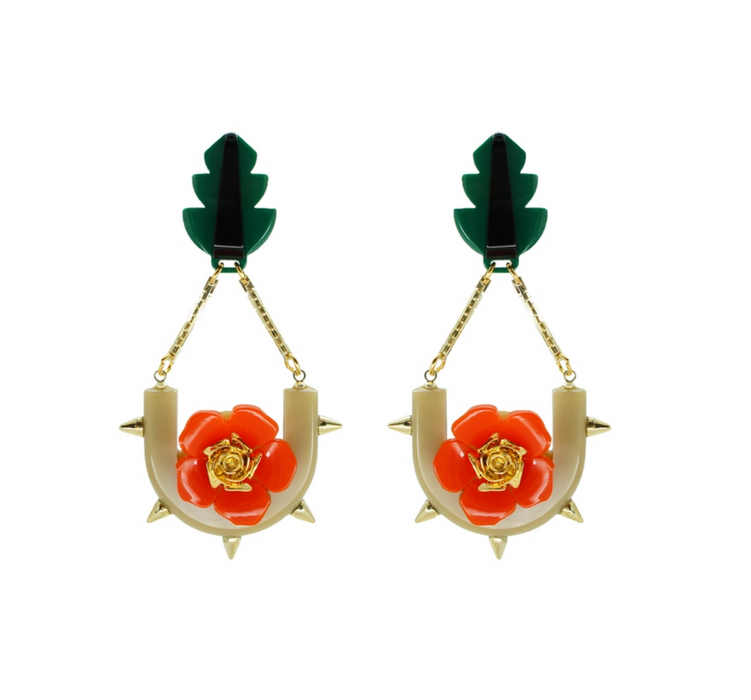 Rose and Leaf Earring