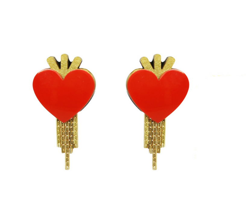 Heart and Fringe Earrings