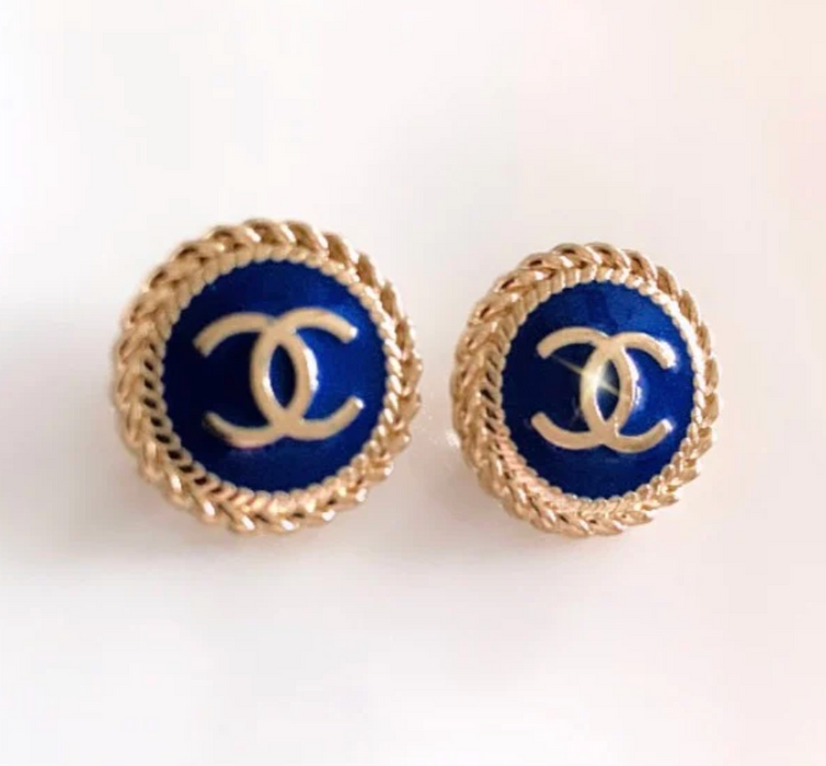 The Blue Medallion Stud Earrings